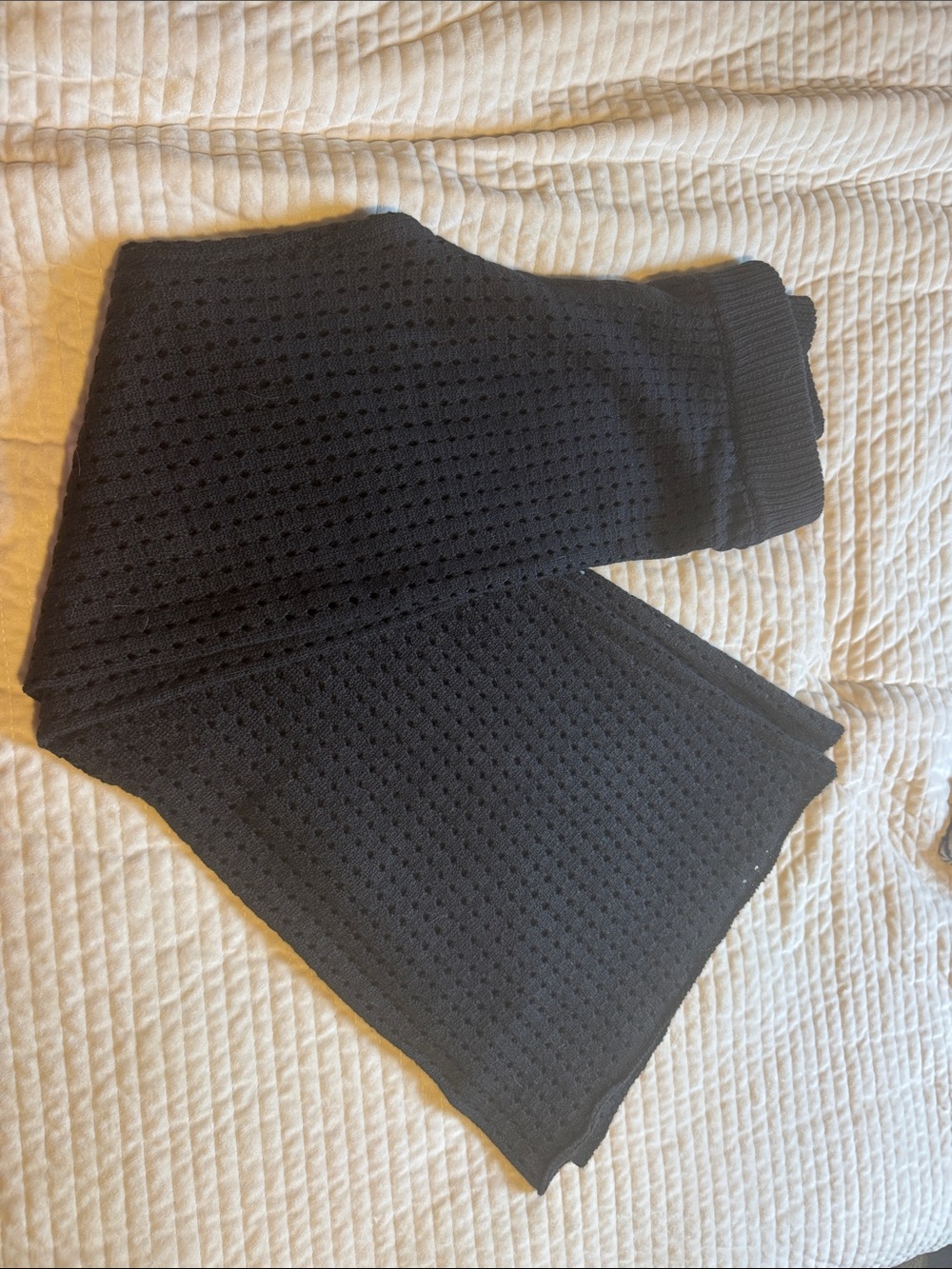 Black Perforated Knit Pants Elan NEW